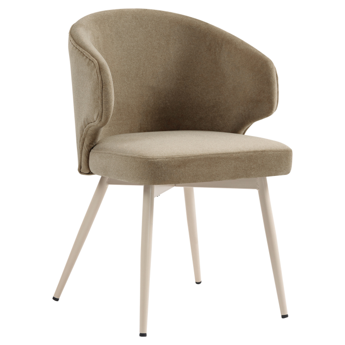 Marie | Hotel Stuhl | Taupe | Samt | Gestell Weiß