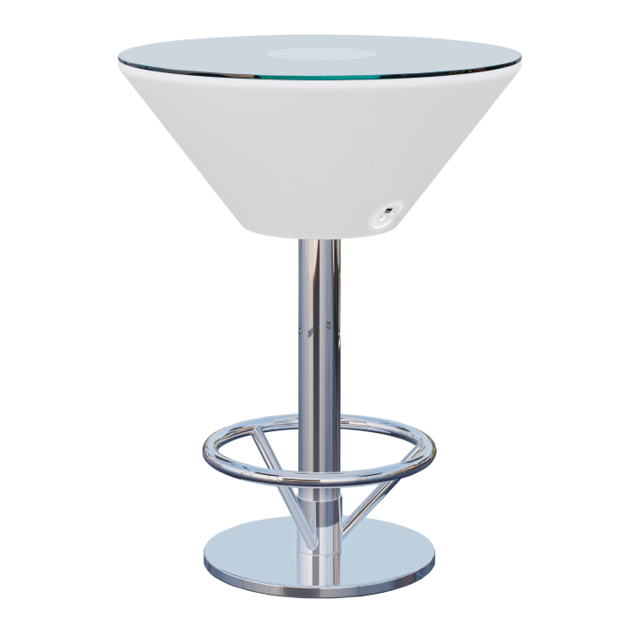 MARTINI | Tavolo alto per cocktail a LED | Ø:H 70 x 108 cm | RGB | Batteria | con anello per i piedi