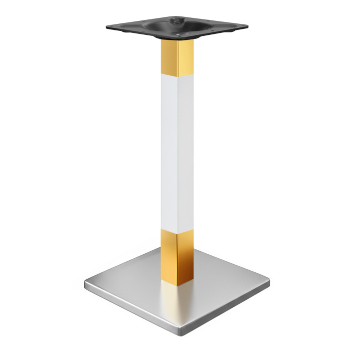 MADRID | Bistro bartafelonderstel | Roestvrij staal/Wit/Goud | Hoogte: 105 cm | Kolom: 6 x 6 cm | Voetplaat: 50 x 50 cm