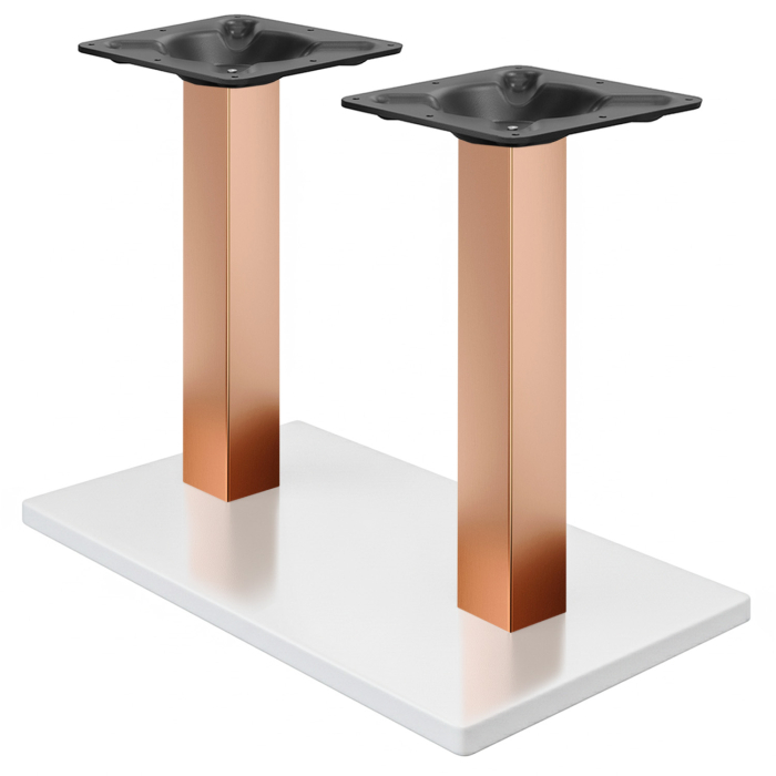 MADRID | Bistro dobbeltbordstel | Hvid/kobber | Højde: 72 cm | Søjle: 8 x 8 cm | Bundplade: 40 x 70 cm