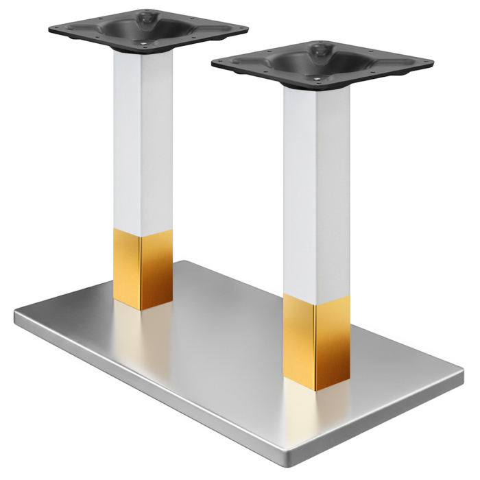 MADRID | Bistro dobbeltbordstel | Rustfrit stål/guld | Højde: 71 cm | Søjle: 8 x 8 cm | Bundplade: 40 x 70 cm