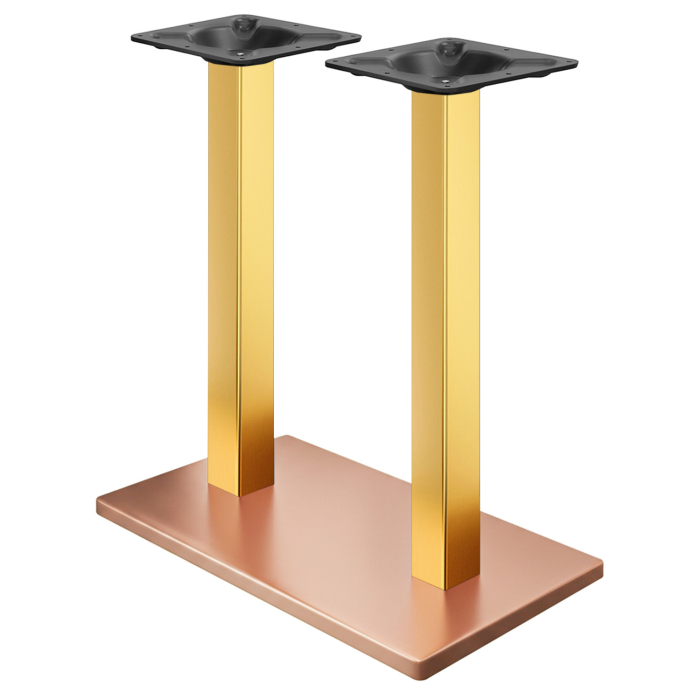 MADRID | Bistro dobbeltstående bordramme | Kobber/gull | Høyde: 104 cm | Søyle: 8 x 8 cm | Bunnplate: 40 x 70 cm