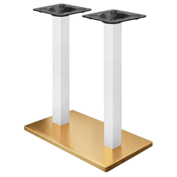 MADRID | Bistro dobbeltstående bordstel | Guld/Hvid | Højde: 104 cm | Søjle: 8 x 8 cm | Bundplade: 40 x 70 cm