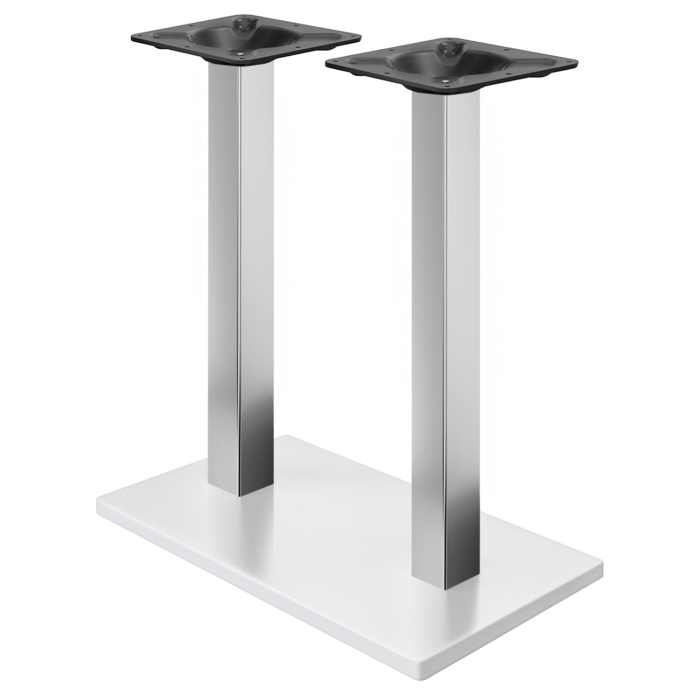 MADRID | Bistro dobbeltstående bordstel | Hvid/rustfrit stål | Højde: 105 cm | Søjle: 8 x 8 cm | Bundplade: 40 x 70 cm