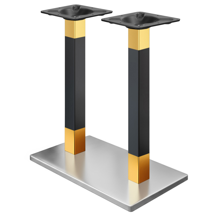 MADRID | Bistro Doppel Stehtischgestell | Edelstahl/Gold/Schwarz | Höhe: 105 cm | Säule: 8 x 8 cm | Bodenplatte: 40 x 70 cm