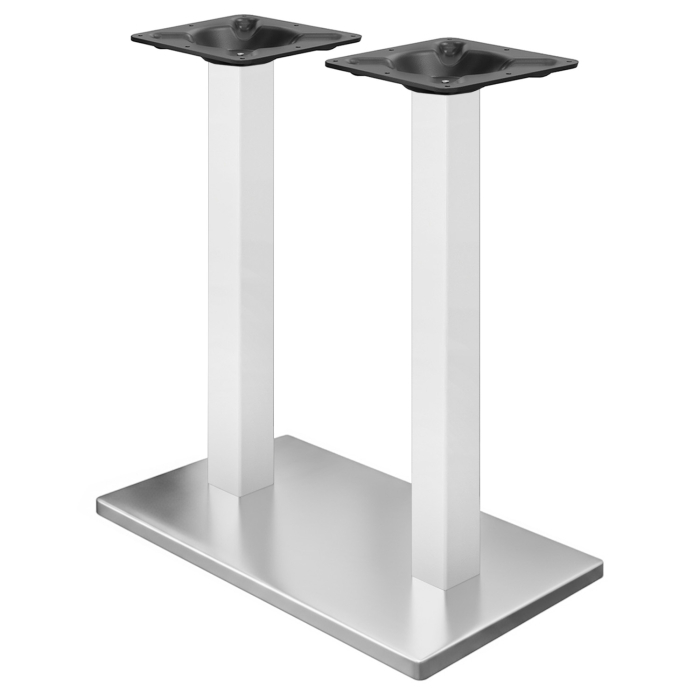 MADRID | Bistro Doppel Stehtischgestell | Edelstahl/Weiß | Höhe: 104 cm | Säule: 6 x 6 cm | Bodenplatte: 40 x 70 cm
