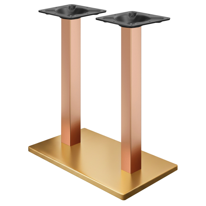 MADRID | Structure de table haute double Bistro | Or/Cuivre | Hauteur : 105 cm | Colonne : 8 x 8 cm | Plateau : 40 x 70 cm