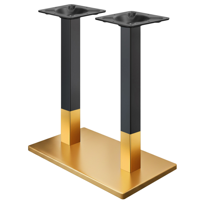 MADRID | Structure de table haute double Bistro | Or/Noir | Hauteur : 105 cm | Colonne : 6 x 6 cm | Plateau : 40 x 70 cm