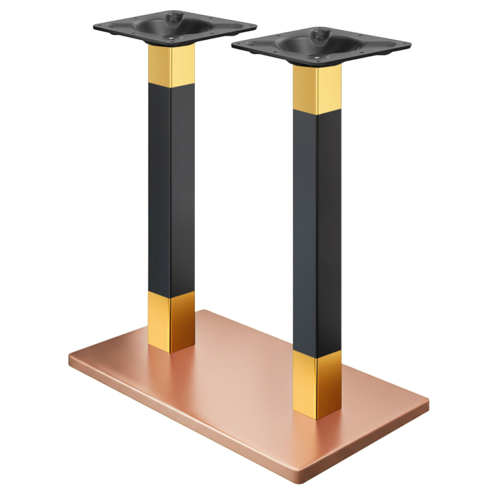 MADRID | Bistro dobbeltstående bordstel | Kobber/Guld/Sort | Højde: 105 cm | Søjle: 6 x 6 cm | Bundplade: 40 x 70 cm