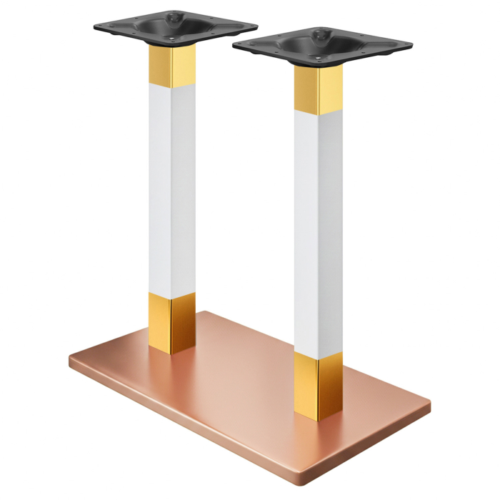 MADRID | Bistro Doppel Stehtischgestell | Kupfer/Weiß/Gold | Höhe: 105 cm | Säule: 6 x 6 cm | Bodenplatte: 40 x 70 cm