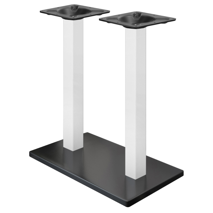 MADRID | Bistro Doppel Stehtischgestell | Schwarz/Weiß | Höhe: 104 cm | Säule: 8 x 8 cm | Bodenplatte: 40 x 70 cm