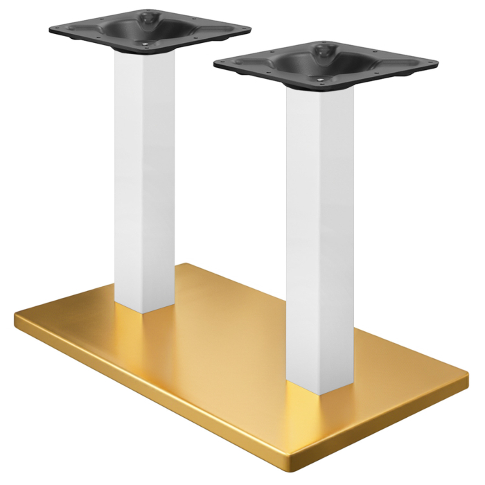 MADRID | Bistro dobbeltbordramme | Gull/hvit | Høyde: 71 cm | Søyle: 6 x 6 cm | Bunnplate: 40 x 70 cm