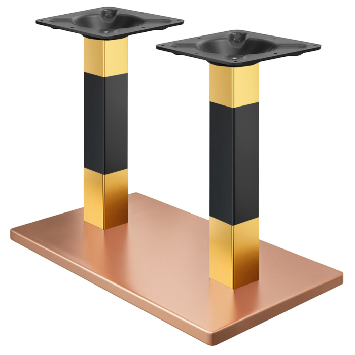 MADRID | Struttura per tavolo doppio da bistrot | Rame/Oro/Nero | Altezza: 71 cm | Colonna: 6 x 6 cm | Base: 40 x 70 cm