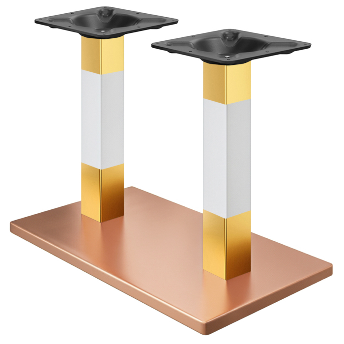 MADRID | Bistro dobbeltbordstel | Kobber/Hvid/Guld | Højde: 72 cm | Søjle: 6 x 6 cm | Bundplade: 40 x 70 cm