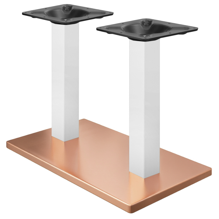 MADRID | Bistro Double Table Frame | Copper/White | Height: 71 cm | Column: 8 x 8 cm | Base Plate: 40 x 70 cm