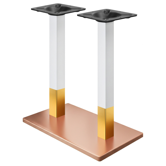 MADRID | Bistro Double Standing Table Frame | Copper/White/Gold | Height: 105 cm | Column: 6 x 6 cm | Base Plate: 40 x 70 cm