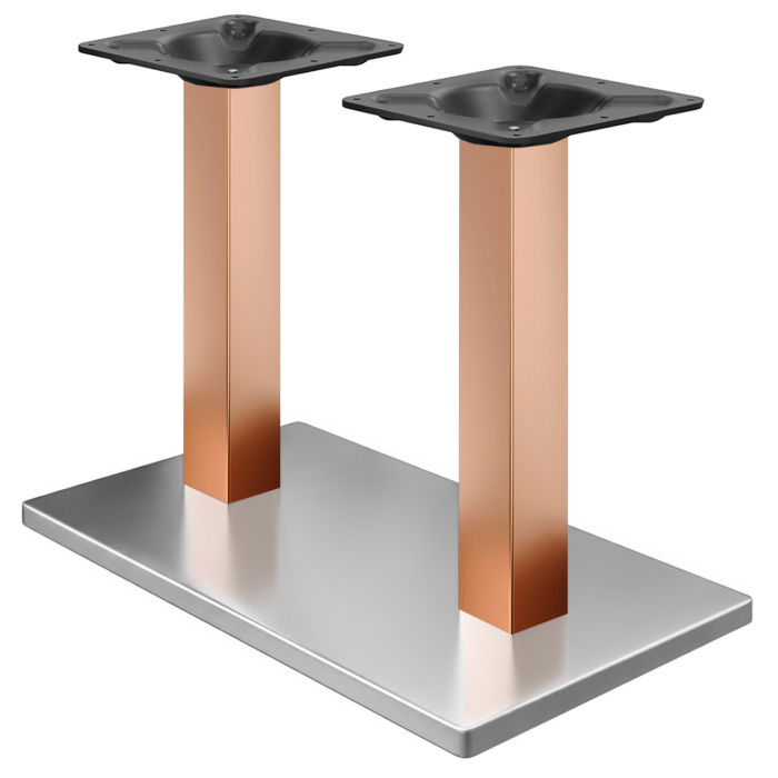 MADRID | Bistro Double Table Frame | Stainless Steel/Copper | Height: 72 cm | Column: 6 x 6 cm | Base Plate: 40 x 70 cm