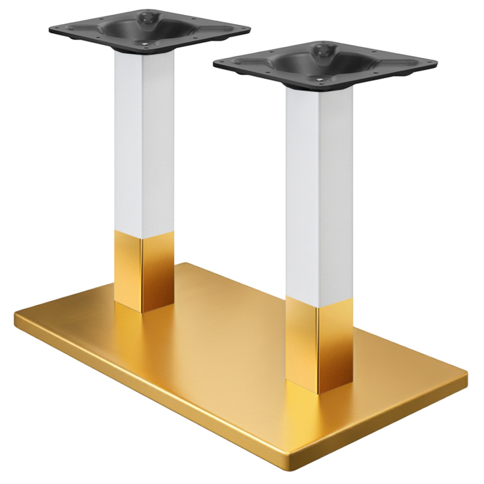 MADRID | Bistro Dubbel Tafelframe | Goud/Wit | Hoogte: 72 cm | Kolom: 8 x 8 cm | Voetplaat: 40 x 70 cm