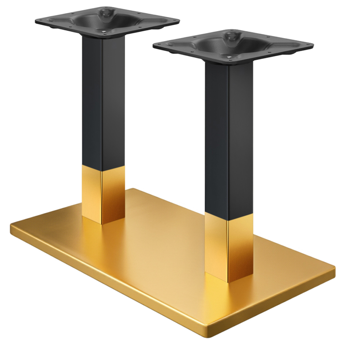 MADRID | Bistro Dubbel Tafelframe | Goud/Zwart | Hoogte: 72 cm | Kolom: 6 x 6 cm | Voetplaat: 40 x 70 cm