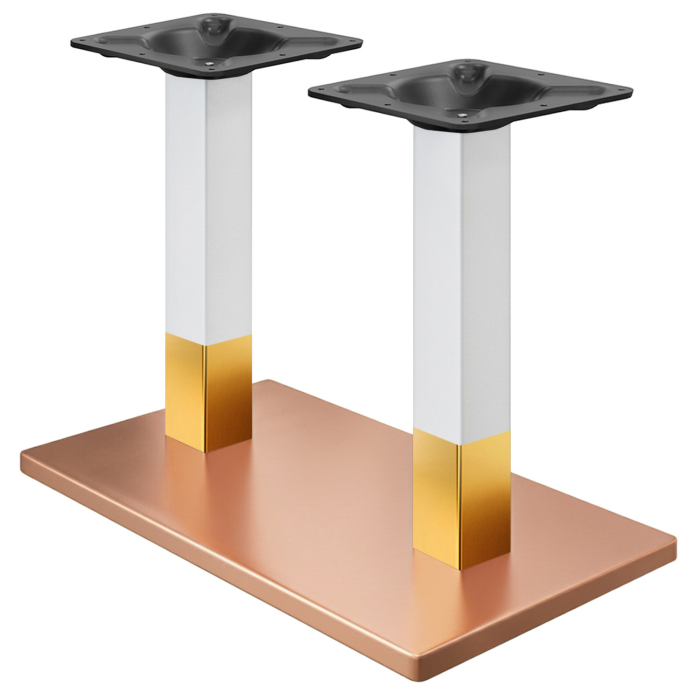 MADRID | Bistro Dubbelbordsram | Koppar/Vit/Guld | Höjd: 71 cm | Pelare: 6 x 6 cm | Bottenplatta: 40 x 70 cm