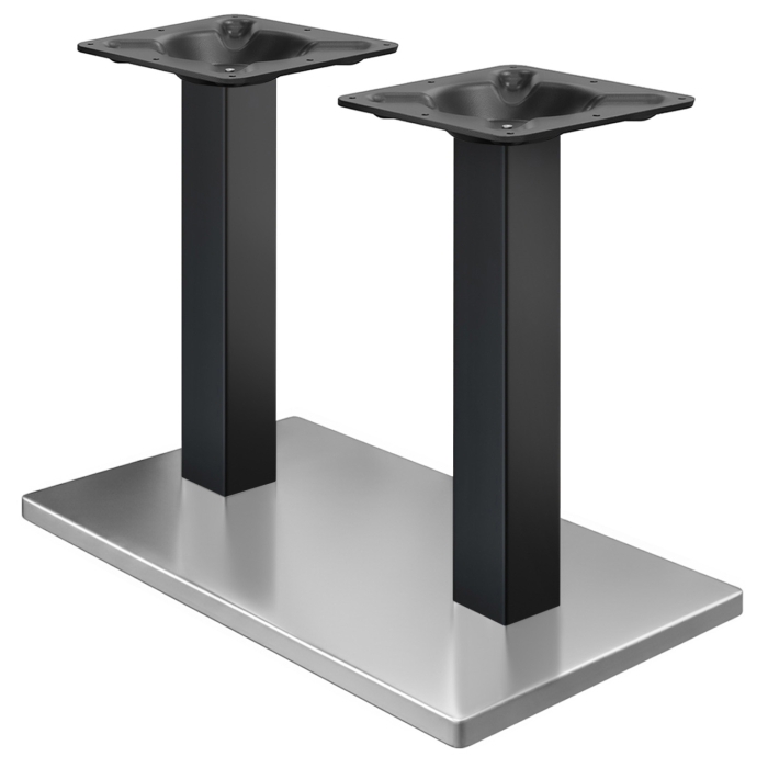 MADRID | Bistro Dubbelbordsram | Rostfritt stål/Svart | Höjd: 72 cm | Pelare: 6 x 6 cm | Bottenplatta: 40 x 70 cm