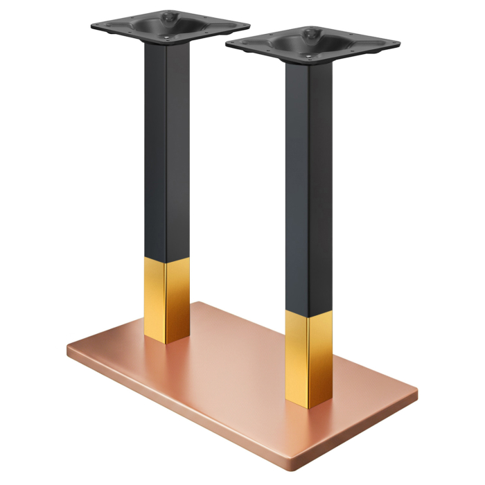 MADRID | Bistro dubbele staande tafelframe | Koper/Goud/Zwart | Hoogte: 105 cm | Kolom: 8 x 8 cm | Voetplaat: 40 x 70 cm