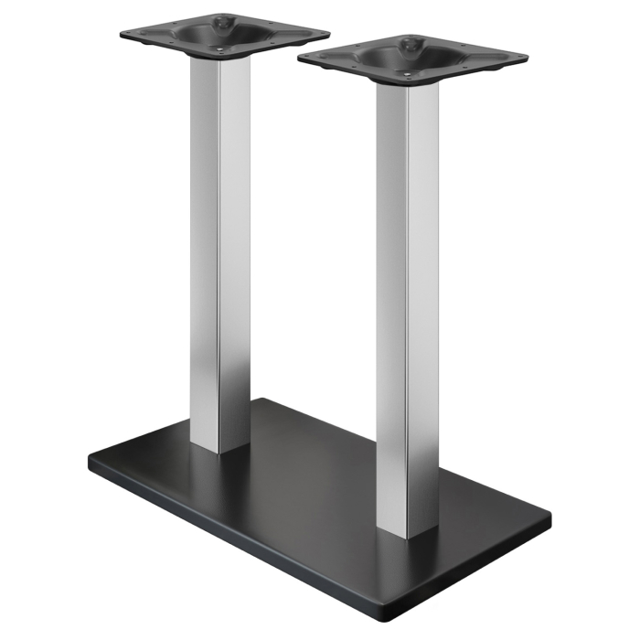 MADRID | Bistro dubbele staande tafelframe | Zwart/roestvrij staal | Hoogte: 105 cm | Kolom: 8 x 8 cm | Voetplaat: 40 x 70 cm