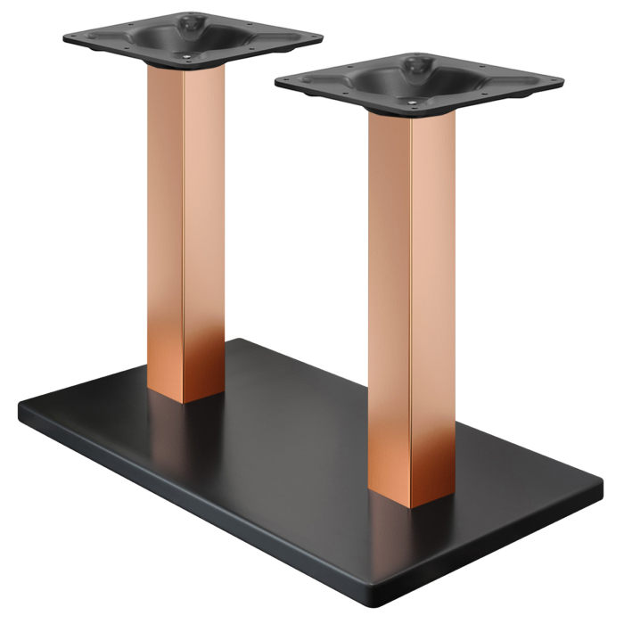 MADRID | Bistro Dubbelstående Bordsram | Svart/Koppar | Höjd: 105 cm | Pelare: 6 x 6 cm | Bottenplatta: 40 x 70 cm