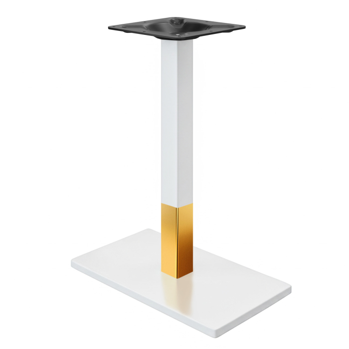 MADRID | Bistro staande tafelframe | Wit/Goud | Hoogte: 105 cm | Kolom: 8 x 8 cm | Voetplaat: 40 x 70 cm