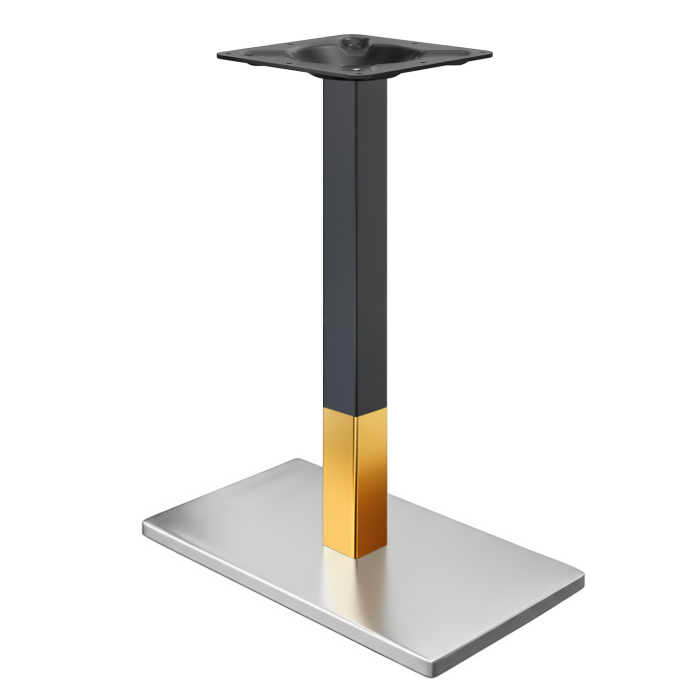 MADRID | Bistro Stehtischgestell | Edelstahl/Gold/Schwarz | Höhe: 105 cm | Säule: 8 x 8 cm | Bodenplatte: 40 x 70 cm