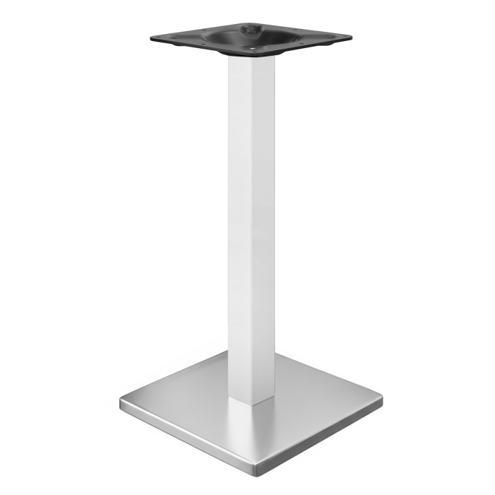 MADRID | Bistro Stehtischgestell | Edelstahl/Weiß | Höhe: 104 cm | Säule: 6 x 6 cm | Bodenplatte: 40 x 40 cm