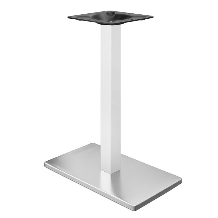 MADRID | Bistro Stehtischgestell | Edelstahl/Weiß | Höhe: 105 cm | Säule: 6 x 6 cm | Bodenplatte: 40 x 70 cm