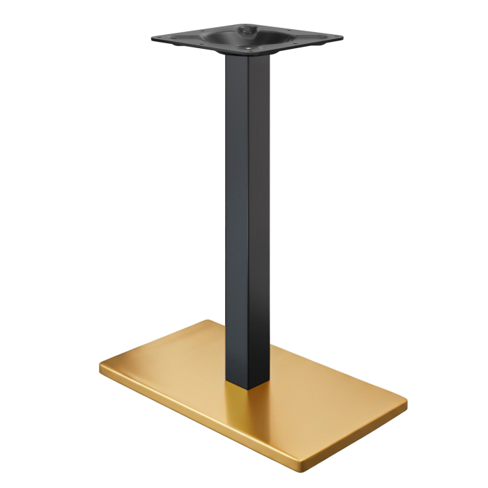 MADRID | Structure de table haute de style bistro | Or/Noir | Hauteur : 105 cm | Colonne : 6 x 6 cm | Plateau : 40 x 70 cm