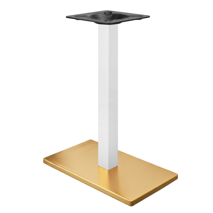 MADRID | Ståbordsram för bistro | Guld/Vit | Höjd: 104 cm | Pelare: 6 x 6 cm | Bottenplatta: 40 x 70 cm