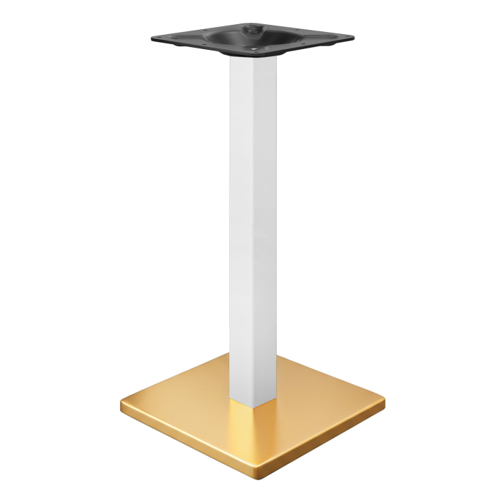MADRID | Bistro Stehtischgestell | Gold/Weiß | Höhe: 105 cm | Säule: 8 x 8 cm | Bodenplatte: 45 x 45 cm