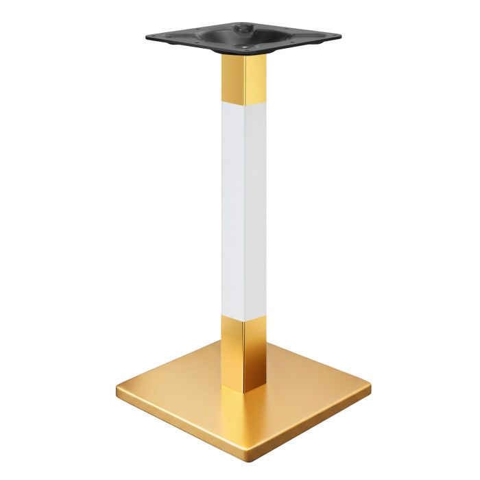 MADRID | Bistro Stehtischgestell | Gold/Weiß | Höhe: 105 cm | Säule: 8 x 8 cm | Bodenplatte: 50 x 50 cm