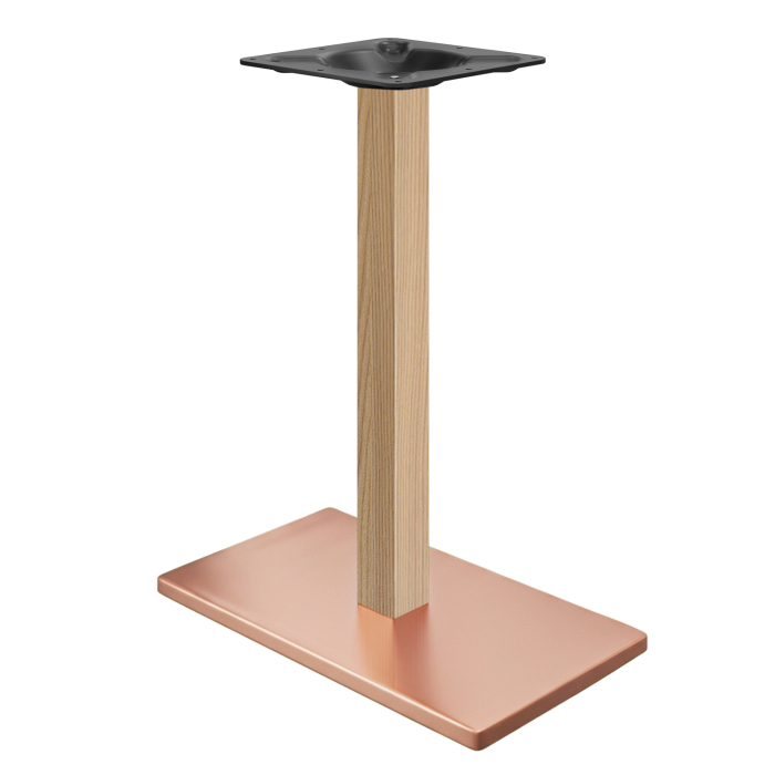 MADRID | Stel til bistrobarbord | Kobber/Eg | Højde: 104 cm | Søjle: 6 x 6 cm | Bundplade: 40 x 70 cm