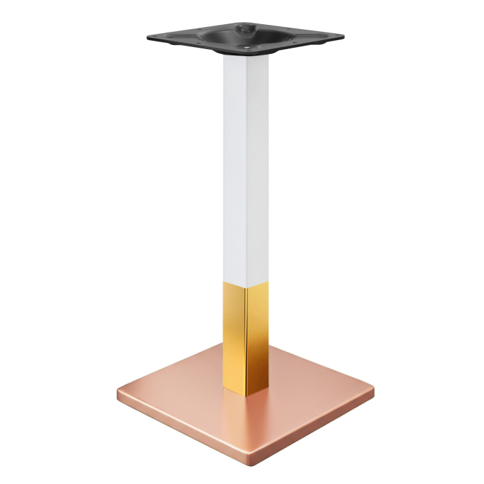 MADRID | Ståbordsram för bistro | Koppar/Vit/Guld | Höjd: 104 cm | Pelare: 8 x 8 cm | Bottenplatta: 50 x 50 cm