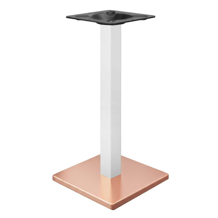 MADRID | Bistro bartafel onderstel | Koper/Wit | Hoogte: 104 cm | Kolom: 6 x 6 cm | Voetplaat: 45 x 45 cm