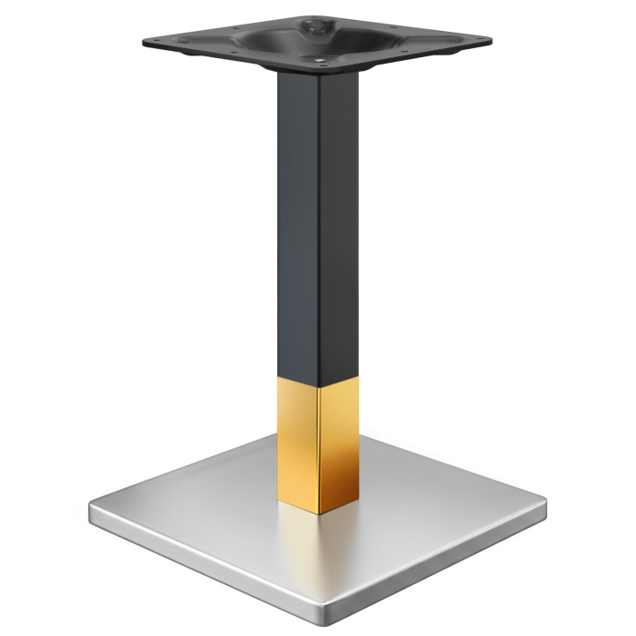 MADRID | Bistrobordsram | Rostfritt stål/guld/svart | Höjd: 72 cm | Pelare: 8 x 8 cm | Bottenplatta: 50 x 50 cm
