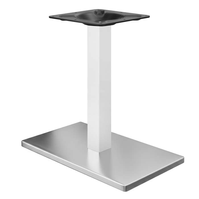 MADRID | Bistro Tischgestell | Edelstahl/Weiß | Höhe: 71 cm | Säule: 6 x 6 cm | Bodenplatte: 40 x 70 cm