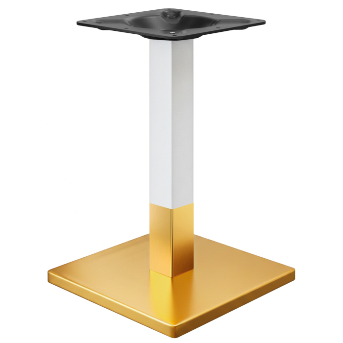 MADRID | Bistro Table Frame | Gold/White | Height: 71 cm | Column: 8 x 8 cm | Base Plate: 45 x 45 cm