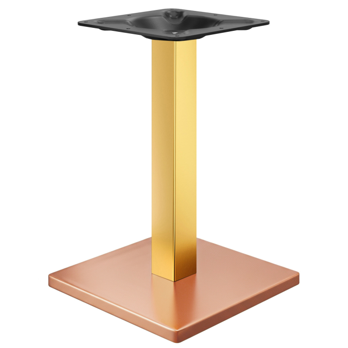 MADRID | Bistrobordramme | Kobber/gull | Høyde: 71 cm | Søyle: 6 x 6 cm | Bunnplate: 45 x 45 cm
