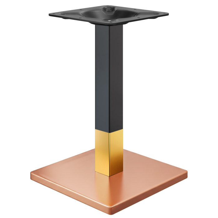 MADRID | Bistrobordsram | Koppar/Guld/Svart | Höjd: 71 cm | Pelare: 6 x 6 cm | Bottenplatta: 50 x 50 cm