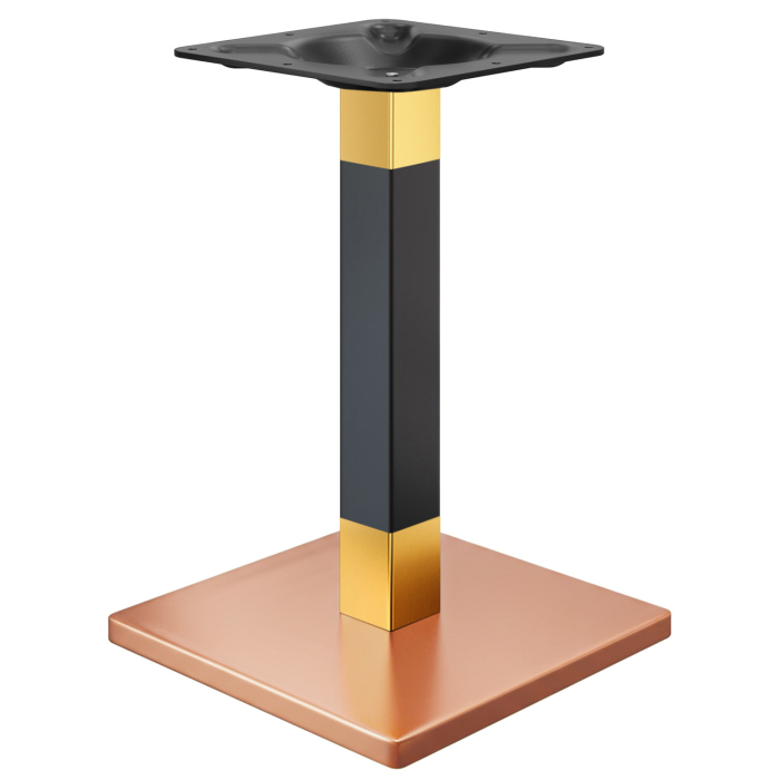 MADRID | Bistro Tischgestell | Kupfer/Gold/Schwarz | Höhe: 71 cm | Säule: 8 x 8 cm | Bodenplatte: 40 x 40 cm