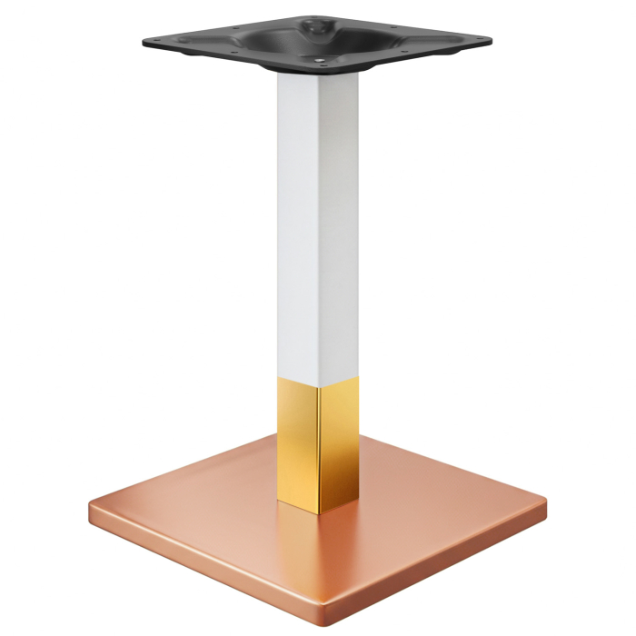 MADRID | Bistrobordramme | Kobber/Hvit/Gull | Høyde: 71 cm | Søyle: 8 x 8 cm | Bunnplate: 45 x 45 cm