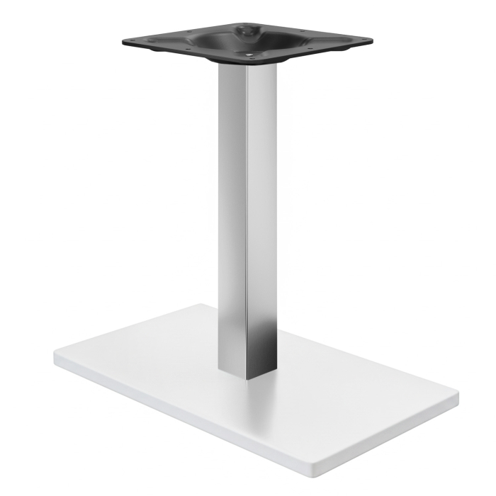 MADRID | Bistro Tischgestell | Weiß/Edelstahl | Höhe: 72 cm | Säule: 6 x 6 cm | Bodenplatte: 40 x 70 cm