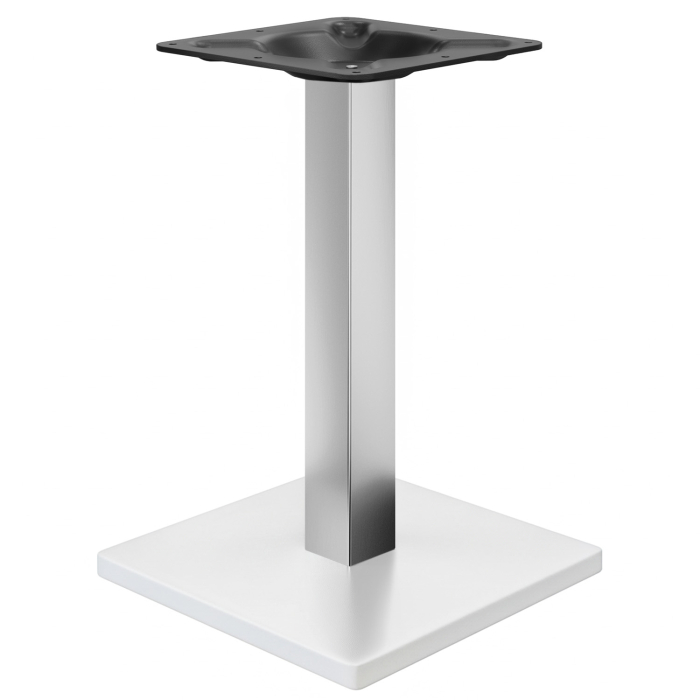 MADRID | Bistropöydän runko | Valkoinen/Ruostumaton teräs | Korkeus: 72 cm | Pylväs: 6 x 6 cm | Pohjalevy: 45 x 45 cm
