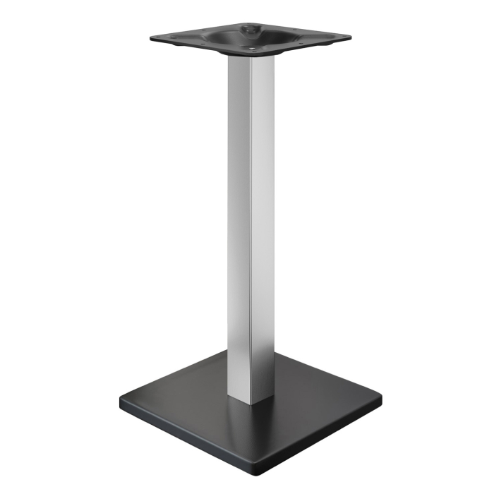 MADRID | Estructura de mesa de bar tipo bistró | Negro/Acero inoxidable | Altura: 105 cm | Columna: 6 x 6 cm | Base: 45 x 45 cm