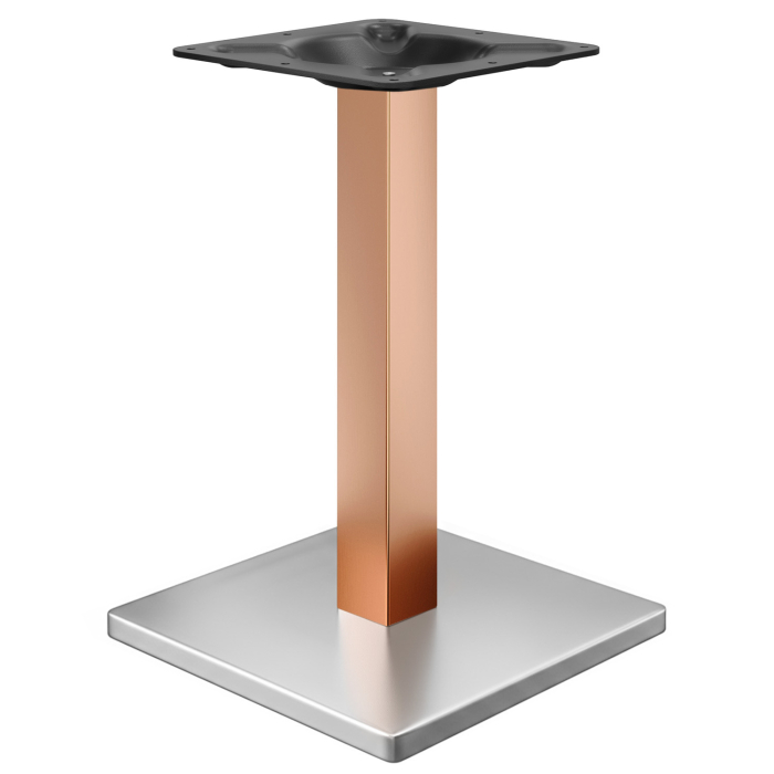 MADRID | Estructura de mesa de bistró | Acero inoxidable/cobre | Altura: 72 cm | Columna: 6 x 6 cm | Base: 45 x 45 cm